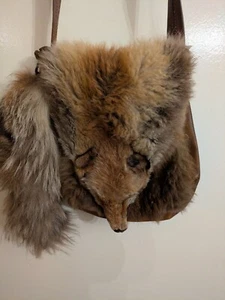 1960s Vintage Fur Shoulder Bag with Real Fox Head and Tail - Picture 1 of 10