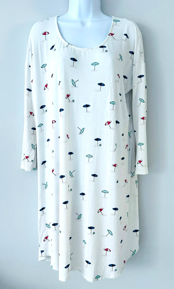 SOMA Cool Nightgown Sleepshirt Long Sleeves Soft Stretchy Umbrellas Pattern L - Image 1 of 4