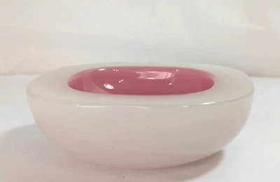 Murano Barbini For Seguso Opaline White & Pink Studio Glass Bowl Vintage MCM - image 1 of 4