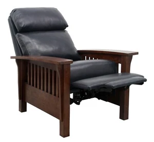 BarcaLounger Mission 7-3323 Leather Manual Recliner Chair 5702-47 Shoreham Blue - Picture 1 of 10