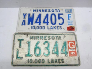 Lot of 2 Minnesota 10,000 Lakes Vintage Stamped Steel License Plates #3 - Bild 1 von 2
