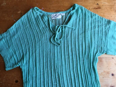 Suéter de malha ANTHROPOLOGIE Field Flower mistura de lã verde-azulado com nervuras tamanho P B11 - Imagem 1 de 4