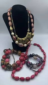 Grosso Clown Bohemien Colorato Collana Bracciale Vintage Lotto - Foto 1 di 11