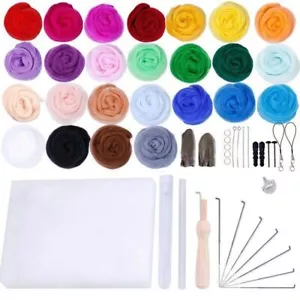51pcs Wool Roving Needle Felting Starter Kit Felt Tools Set Hand Craft Spinning - Picture 1 of 8