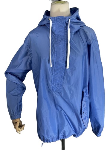 Giacca a vento Coach con cappuccio donna taglia media blu nylon confezionabile