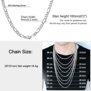 Sterling Silver 925 Figaro Chain - Picture 1 of 4