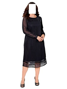 Marken Chiffon Abend Kleid schwarz mit Pailletten Gr. 54 0617316919 - Bild 1 von 5