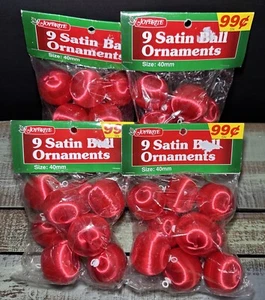 Joybright Satin Red Ball Christmas Ornaments 40MM 4 Packs Vintage - Picture 1 of 14