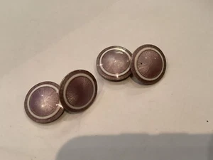 RARE ANTIQUE AUTHENTIC SIGNED STERLING SIKVER & ENAMEL GUILLOCHE CUFFLINKS N.R - Picture 1 of 7
