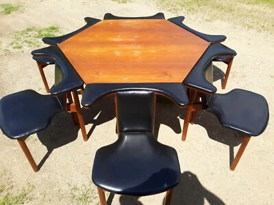 Hans Olsen,King Frederick,Danish teak,dining set,table,6 chairs,M.J.Rasmussen - Image 1 of 4