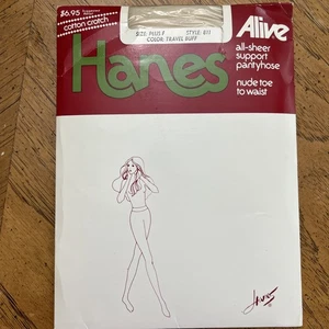 Hanes Alive Sheer Support Size Plus F Style 811 Travel Buff Nos Vintage Neu - Bild 1 von 3