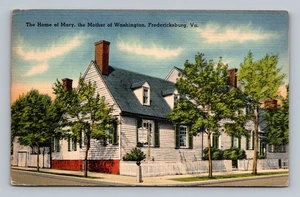 Postkarte VA Fredericksburg Virginia Home of Mary Mutter von Washington Leinen - Bild 1 von 2
