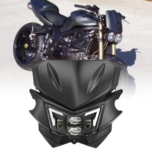 Motorcycle LED Hi/Lo Headlights w/DRLs For Motorbike Street Fighter Dirt Bike - Picture 1 of 11