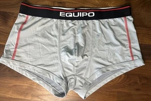 Vtg Equipo Brazilian TRUNK Brief Underwear Microfiber Stretch men L Gray Red - Picture 1 of 4