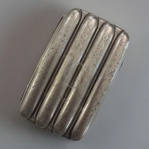 Antique Victorian Silver Plated Cigar Case Monogrammed CJA English High Society - Picture 1 of 10