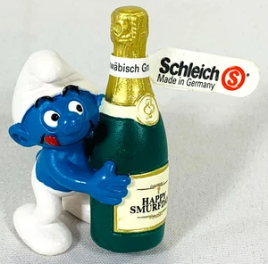 Puffi Schleich bottiglia di champagne 3" figurina D-73508 2007 celebrazione giubileo - Foto 1 di 8