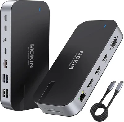 MOKiN Docking station 16 in 1 USB C 3 HDMI - USB C portatile - NUOVO - Immagine 1 di 4