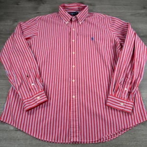 Ralph Lauren Hemd Herren 2XL Rot Blau Gestreift Custom Fit Button Down Langarm - Bild 1 von 7