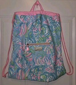 Lilly Pulitzer Beach Backpack Drawstring Floral Bag - Picture 1 of 6