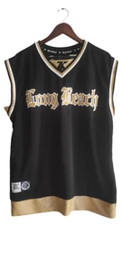Camiseta sin mangas de baloncesto Karl Kani Long Beach 23 Hip Hop negra dorada talla L - Imagen 1 de 13
