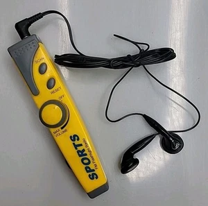 Vintage Sports FM Flashlight Pocket Radio Yellow w/ Earbuds Tested/Works - Picture 1 of 9