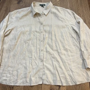 Lauren Ralph Lauren LRL 100% LINEN Button Up Shirt Monogram Tan, Women's 3X - Picture 1 of 9