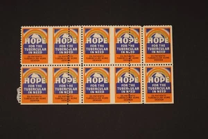 MISPERF MISPRINT EFO CHARITY SEAL BLOCK HOPE FOR THE TUBERCULAR IN NEED MNH - Picture 1 of 2