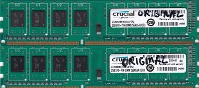 4GB 2x2GB PC3-12800 DDR3-1600 CRUCIAL CT25664BA160B.C8FER2 MICRON Ram Memory Kit - Image 1 of 2