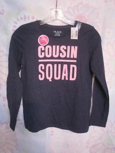 NWT Children's Place Girls' L 10/12 Cousin Squad Long Sleeve Shirt navy pink - Picture 1 of 6