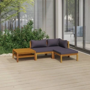 4-tlg. Garten-Lounge-Set mit Grauen Kissen aus Massivholz Akazie von vidaXL - Bild 1 von 11