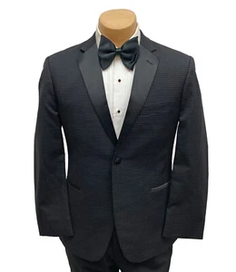 Men's Ike Behar Black & Grey Checkered Ashton Tuxedo Jacket Slim Fit 40R - Picture 1 of 7