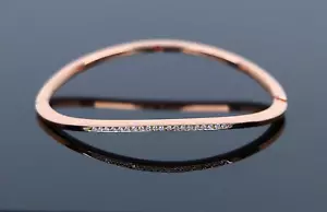 $3,500 Roberto Coin 18k Rose Gold Pave Set Round Diamond Wave Hinged Bracelet - Picture 1 of 6