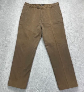 BARBOUR Pants Mens 40x33 Brown Straight Leg Thorn Proof Waxed Cotton Trousers - Picture 1 of 17