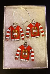 Ugly Sweater Reindeer Set - 24" Silver Snake Chain - Lobster Clasp - Picture 1 of 3