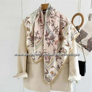 Sallys Boutique 100% Satin Silk Wrap Scarf Horse Floral Print Bandanna Shawl 35" - Picture 1 of 26