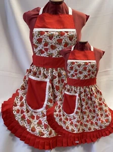 RETRO VINTAGE 50er STIL MUTTER & TOCHTER SET VOLLE SCHÜRZEN - TEDDYBÄREN - Bild 1 von 9