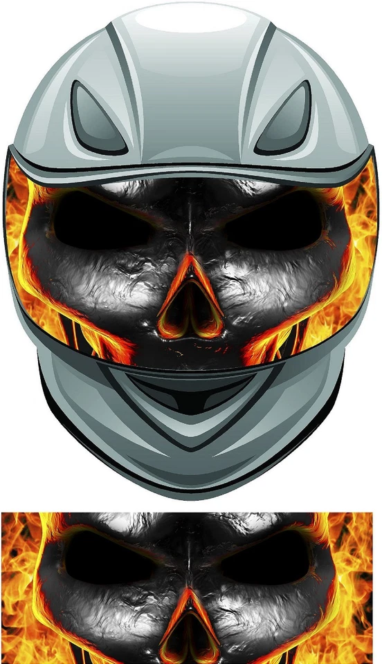 Molten lead skull flame fire helmet visor wrap tint vinyl graphic decal - Image 1 of 1