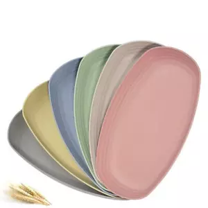 6 Pack 11 Inch Wheat Straw Dinner Plates Dishwasher & Microwave Safe Lunch Plate - Picture 1 of 6