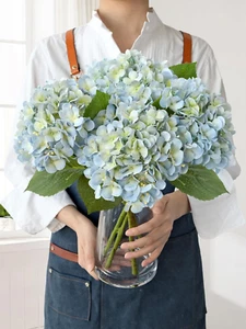 Light Blue Hydrangea Artificial Flowers,4Pcs 20" Real Touch Lifelike Silk Artifi - Picture 1 of 12