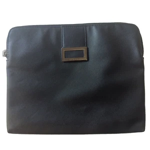 BVLGARI Bolsa de Maquillaje Cosmético Bolsa Negro Cremallera Imitación Cuero Estuche de Viaje - Imagen 1 de 9
