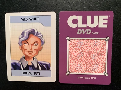 Clue DVD  MRS WHITE Suspect Card  Game Replacement Piece 2006 Hasbro - Image 1 of 3