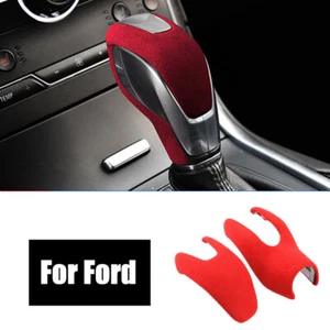 Suede Leather Car Gear Shift Knob Trim Cover For Ford Focus Escape Mondeo Kuga - Picture 1 of 6