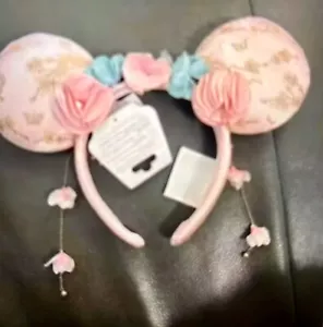 Authentisches Shanghai Disney Park Blumen Minnie Maus Ohren Stirnband NEU - Bild 1 von 2