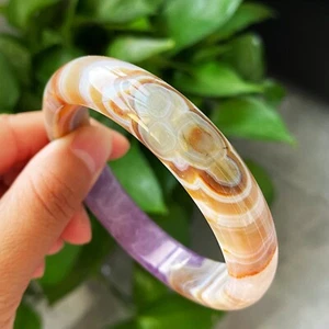 Natural Amethyst Agate Eye Crystal Gemstone Bangle Inside Diameter 61.8mm C6 - Picture 1 of 11