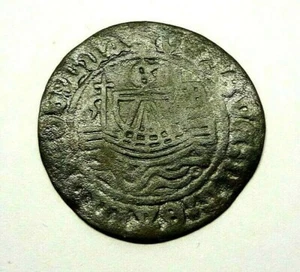 Rechenpfennig Token Jeton mit Schiff Darstellung Lilienwappen Messing 15./16.Jh. - Picture 1 of 3