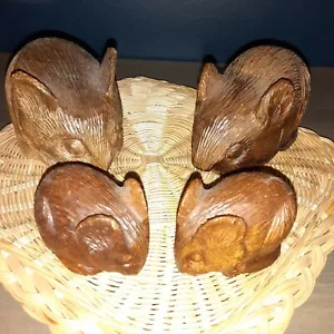 4 piezas de colección caprichosos ratones tallados a mano familia Oregon Myrtlewood - Imagen 1 de 6