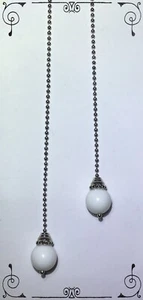 Handcrafted White Jade Semi Precious Gemstone Lamp Pull Set of 2 - Picture 1 of 3