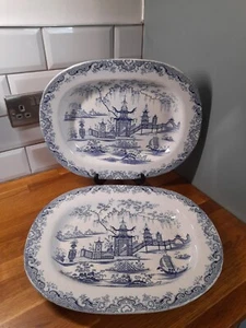2 x Servizio piatti vintage blu e bianco Llanelly ceramica Whampoa casa di campagna - Foto 1 di 8