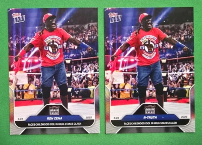 R-Truth 2025 WWE TOPPS NOW 55 John Cena Nickname Variation Short Print Plus Base - Image 1 of 2
