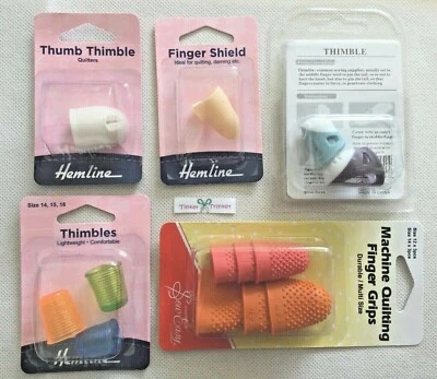 HEMLINE, SEW EASY, OTHERS Thimbles Finger Guards Hard Plastic or Rubber Multicolour Choose size UK Seller